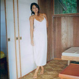 OZMA Bias Slip Dress, XS, Regen Silk Noil in Natural